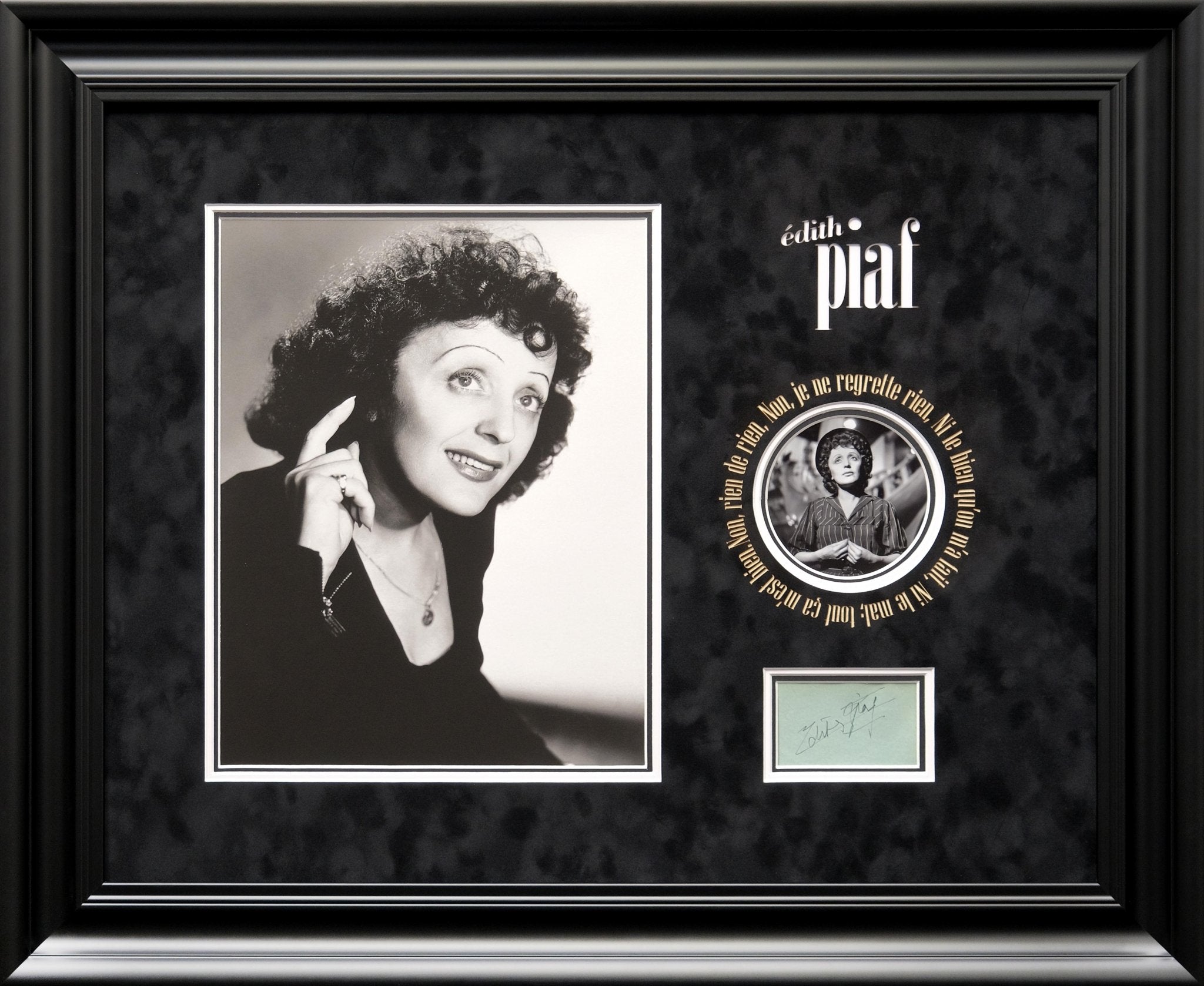 Edith Piaf Signed White Card Display - Memorabilia Framers Shop